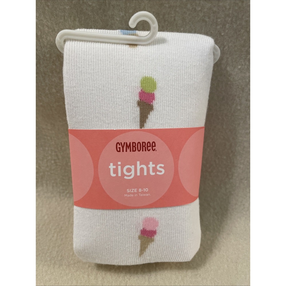NWT Gymboree Ice Cream Social Girls Size 8-10 White Ice Cream Cone Tights NEW